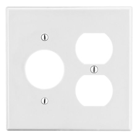 HUBBELL WIRING DEVICE-KELLEMS Wallplate, 2-Gang, 1) Duplex 1) 1.40" Opening, White P78W